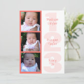 珊瑚の三重項のシンプル1 2 3つの写真のコラージュ 案内状 (スタンド正面)