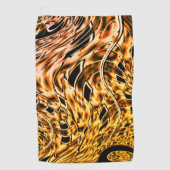 珊瑚の光の影で金ゴールドに捻れる ゴルフタオル (正面)