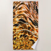 珊瑚の光の影で金ゴールドに捻れる ビーチタオル (正面)