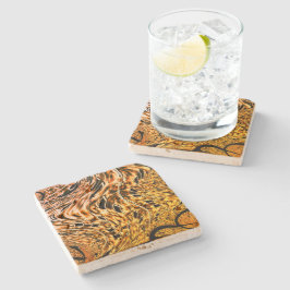 珊瑚の光の影で金色に変わる ストーンコースター