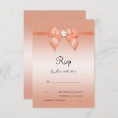 珊瑚の弓及びリボンの第35結婚記念日 出欠カード (正面/裏面)