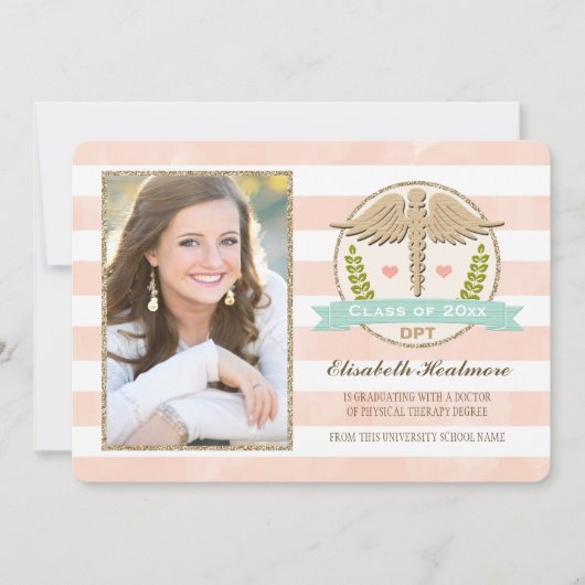 珊瑚の水のフィジカルセラピーの学校の卒業 招待状 (正面)