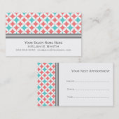 珊瑚の水の白い灰色のサロンのアポイントメントカード 予約カード (正面/裏面)