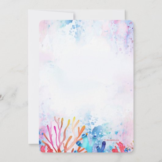 珊瑚の水彩画のプロムの招待状 招待状 (裏面)