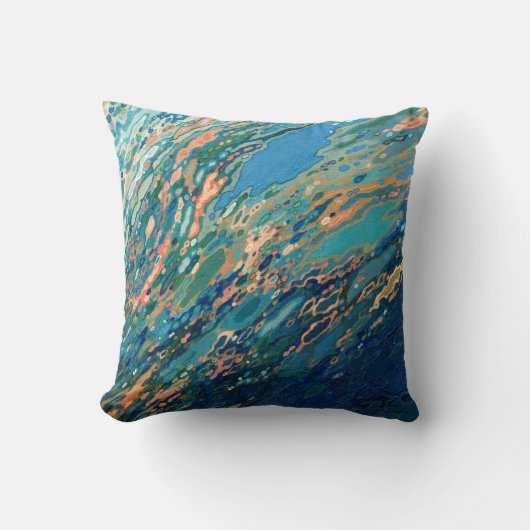 珊瑚の濃紺および金ゴールドの沿岸装飾の枕 クッション (正面)