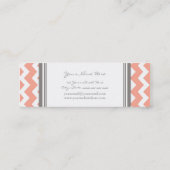 珊瑚の灰色のシェブロンのレトロの名刺 スキニー名刺 (裏面)
