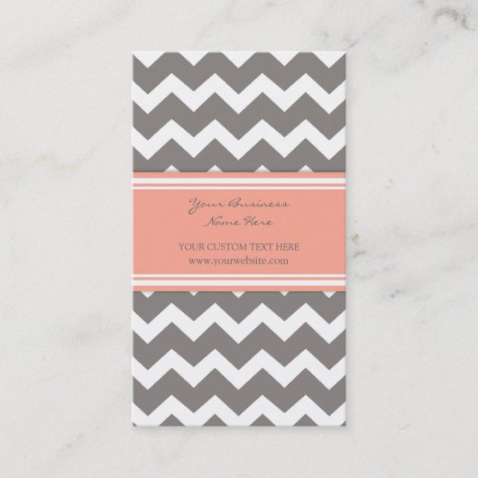 珊瑚の灰色のシェブロンのレトロの名刺 名刺 (正面)