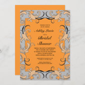 珊瑚の灰色のビクトリアンなブライダルシャワーの招待状 招待状 (正面/裏面)