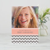 珊瑚の灰色の写真の第16バースデーパーティ招待状 招待状 (スタンド正面)