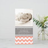 珊瑚の灰色はベビーシャワーの写真カード感謝していしています サンキューカード (スタンド正面)