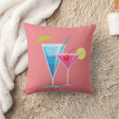 珊瑚の熱帯カクテルの夏の枕 クッション (ブランケット)
