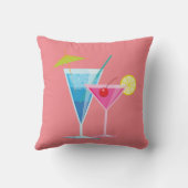 珊瑚の熱帯カクテルの夏の枕 クッション (裏面)