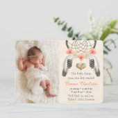 珊瑚の真新しいBoho Dreamcatcherの誕生の発表 案内状 (スタンド正面)