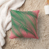 珊瑚の空の熱帯シュロの葉 クッション (ブランケット)