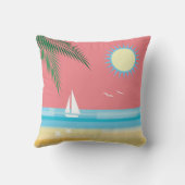 珊瑚の空の熱帯ビーチ クッション (裏面)