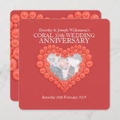 珊瑚の結婚記念日35周年パーティーの招待状 招待状 (正面/裏面)