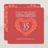 珊瑚の結婚記念日35周年パーティーの招待状 招待状 (正面/裏面)