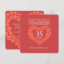 珊瑚の結婚記念日 35周年 パーティーの招待状