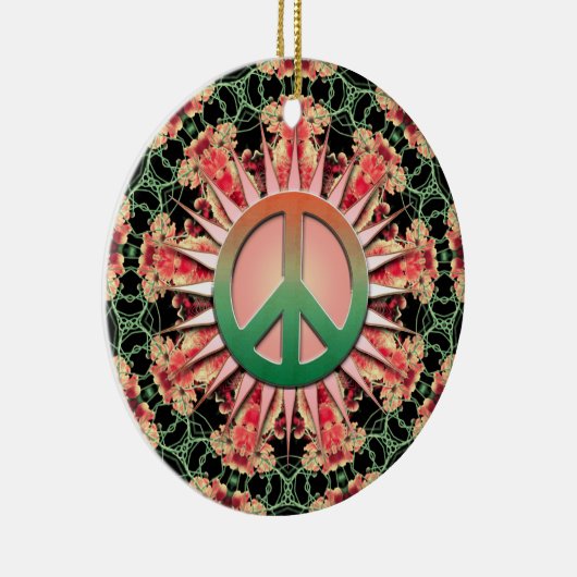 珊瑚の緑の花の円の記念品の平和オーナメント セラミックオーナメント (右)