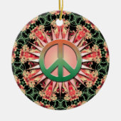 珊瑚の緑の花の円の記念品の平和オーナメント セラミックオーナメント (正面)