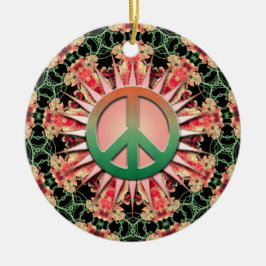 珊瑚の緑の花の円の記念品の平和オーナメント セラミックオーナメント