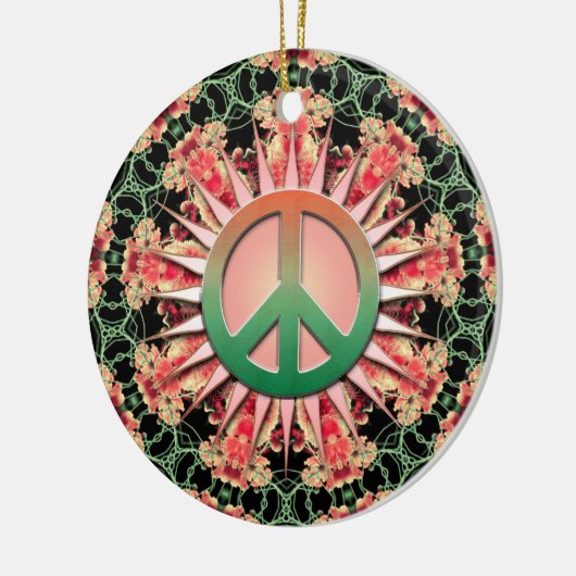 珊瑚の緑の花の円の記念品の平和オーナメント セラミックオーナメント (左)