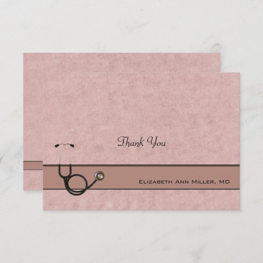 珊瑚の聴診器の調整はノート感謝していしています サンキューカード (正面/裏面)
