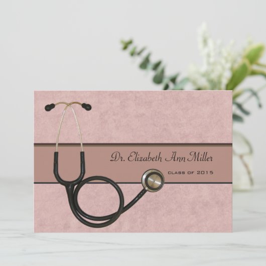 珊瑚の聴診器-卒業のパーティの招待状 招待状 (スタンド正面)