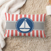 珊瑚の航海のなヨットは縞で飾ります ランバークッション (ブランケット)