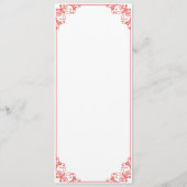 珊瑚の華麗さの結婚式夕食メニューカード メニュー (裏面)