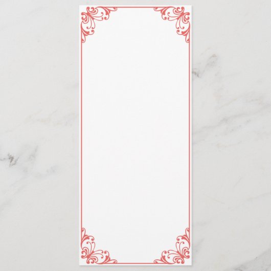 珊瑚の華麗さの結婚式夕食メニューカード メニュー (裏面)