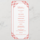珊瑚の華麗さの結婚式夕食メニューカード メニュー (正面/裏面)