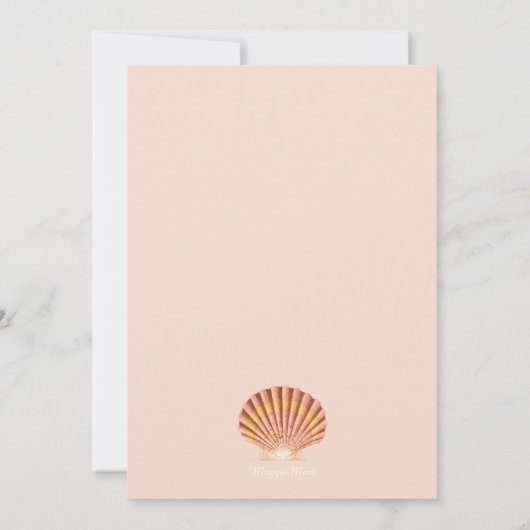 珊瑚の貝殻のベビーシャワー 招待状 (裏面)