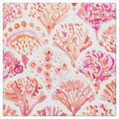 珊瑚の迷彩柄の魚スケールの人魚の帆立貝の水彩画 ファブリック (クローズアップ)