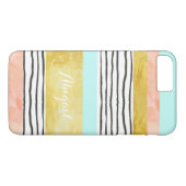 珊瑚の青い金ゴールドのストライプなiPhone 7のプラスの場合 Case-Mate iPhoneケース (裏面(横))