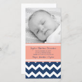 珊瑚の青はベビーシャワーの写真カード感謝していしています サンキューカード (正面/裏面)