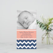 珊瑚の青はベビーシャワーの写真カード感謝していしています サンキューカード (スタンド正面)