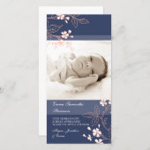 珊瑚の青はベビーシャワーの写真カード感謝していしています サンキューカード (正面/裏面)