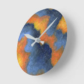 珊瑚の青及びオレンジ ラウンド壁時計 (傾斜)