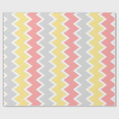 珊瑚の黄色および灰色のシェブロンの包装紙 ラッピングペーパー (フラット)