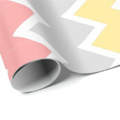 珊瑚の黄色および灰色のシェブロンの包装紙 ラッピングペーパー (ロールコーナー)