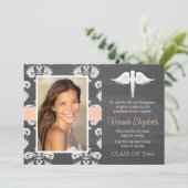 珊瑚の黒板の看護専門学校の卒業 招待状 (スタンド正面)