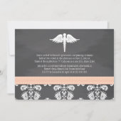 珊瑚の黒板の看護専門学校の卒業 招待状 (裏面)