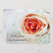 珊瑚は上がりました-私の新婦付添人です 招待状 (正面/裏面)