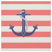 珊瑚を持つ航海のないかりは縞で飾ります ファブリック (クローズアップ)