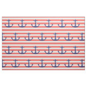 珊瑚を持つ航海のないかりは縞で飾ります ファブリック (ファットクウォーター)