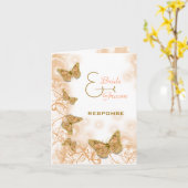 珊瑚ゴールドの結婚式、婚約、周年記念 カード (黄色い花)