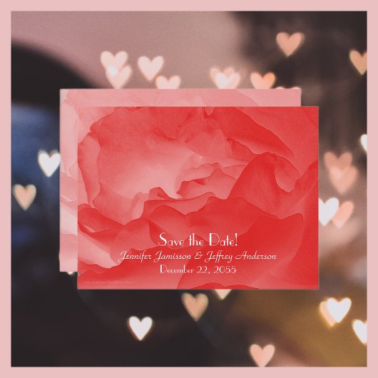 珊瑚ピンクの結婚式お知らせカード ポストカード