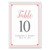 珊瑚フレームの結婚披露宴のテーブル数カード テーブルナンバー (裏面)
