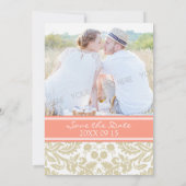 珊瑚ベージュ写真の結婚式の保存日付カード セーブザデート (裏面)